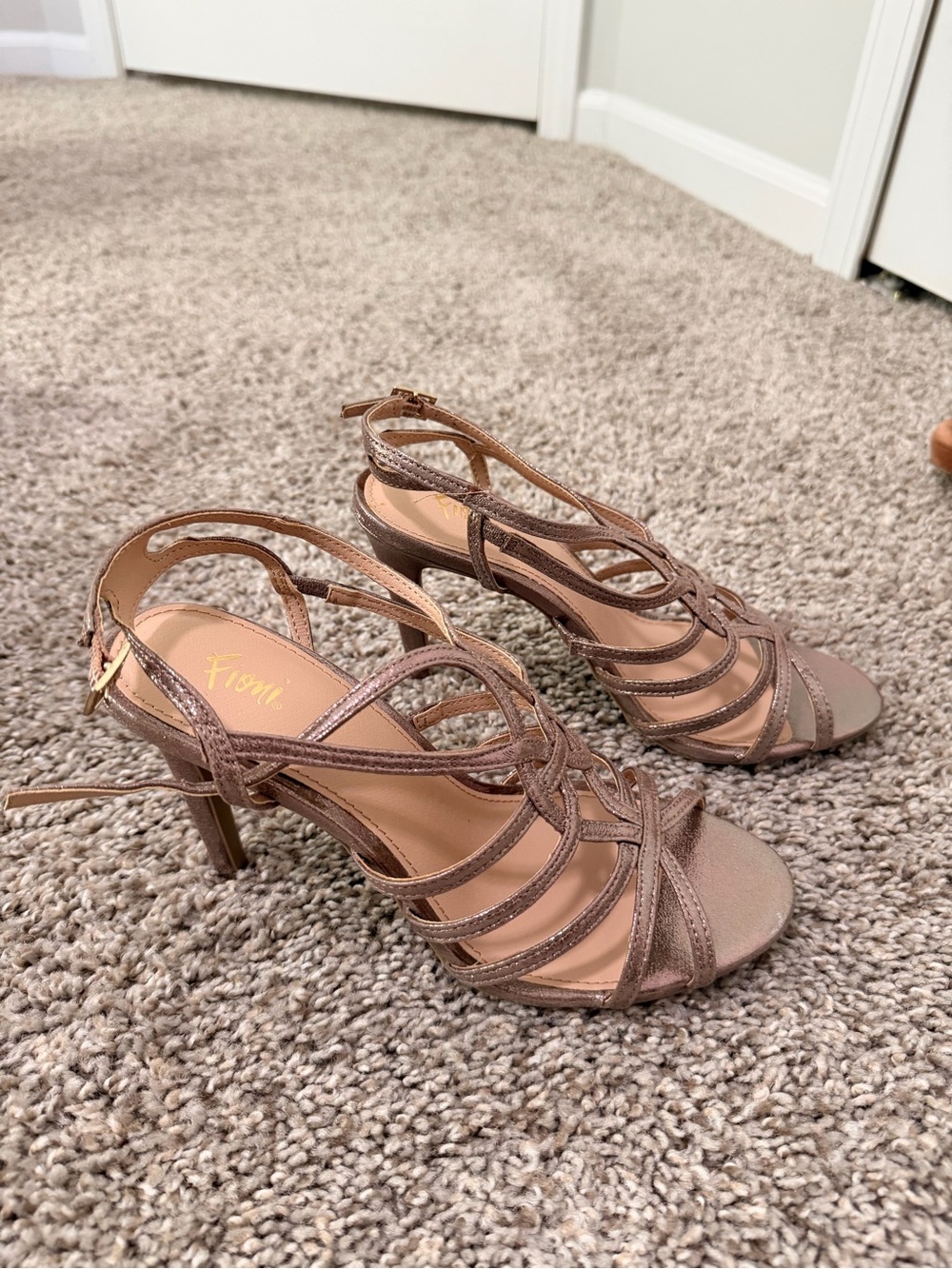 Strappy Metallic Taupe Women’s Dress Sandals